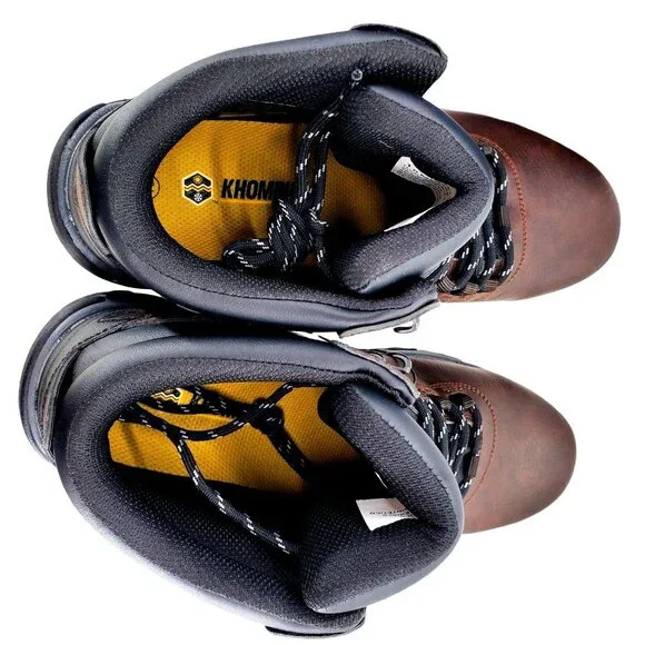 KhombuBoots Men's 8 Leather Outdoor Winter Rugged Lug Weatherproof Snow Shoes